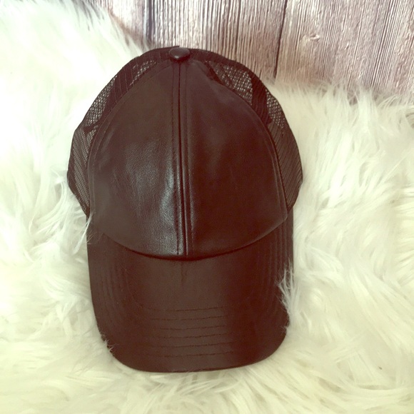 Accessories - Faux Leather Mesh Back cap